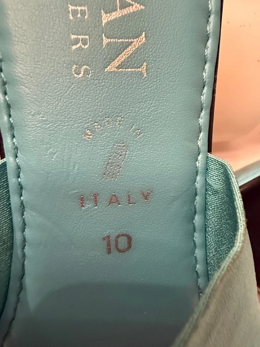 Italian Shoe Makers turquoise blue wedge heels with bling